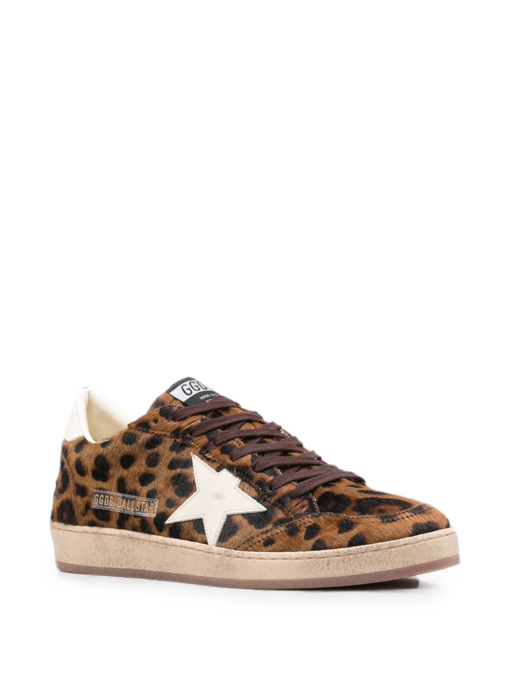 Leopard Print Star Detail Silk Nylon Low-Top Sneakers