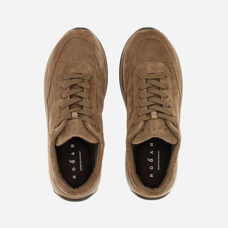 Beige Dark Calfskin Low-Top Sneakers