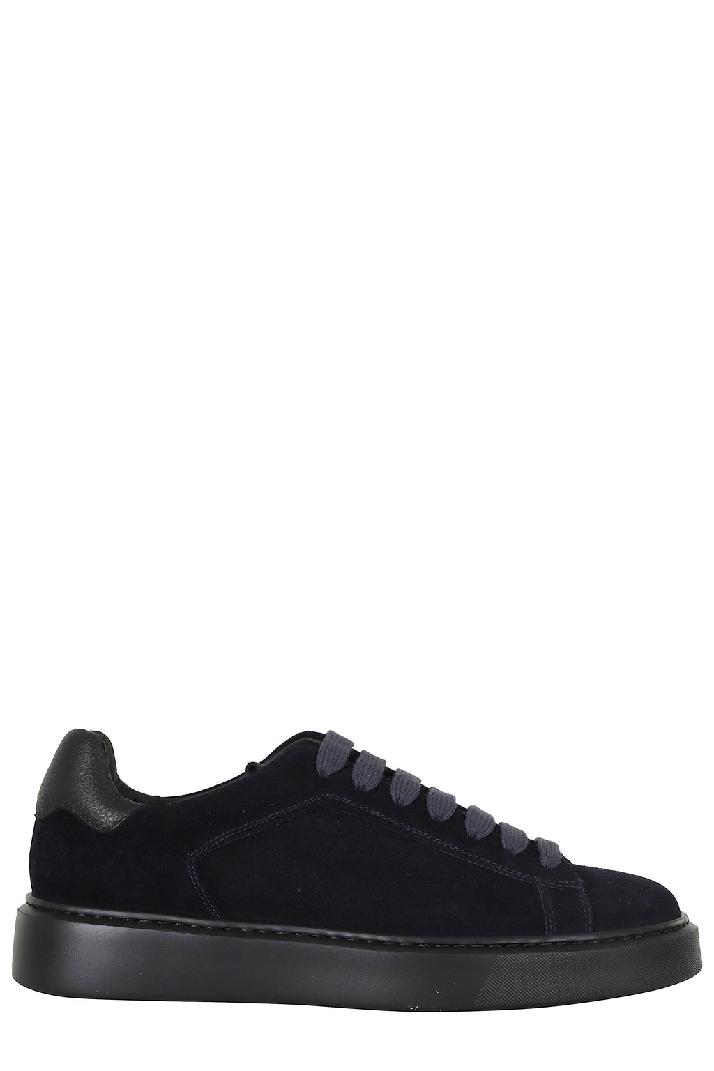 Blue/Black Suede Leather Low-Top Sneakers
