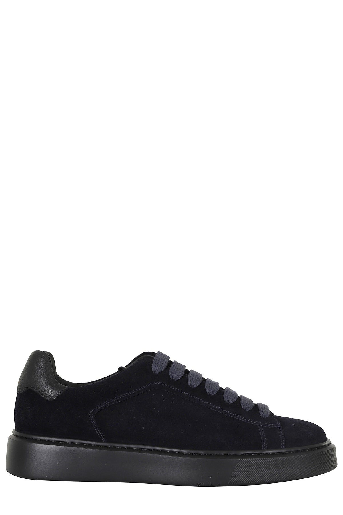 Blue/Black Suede Leather Low-Top Sneakers