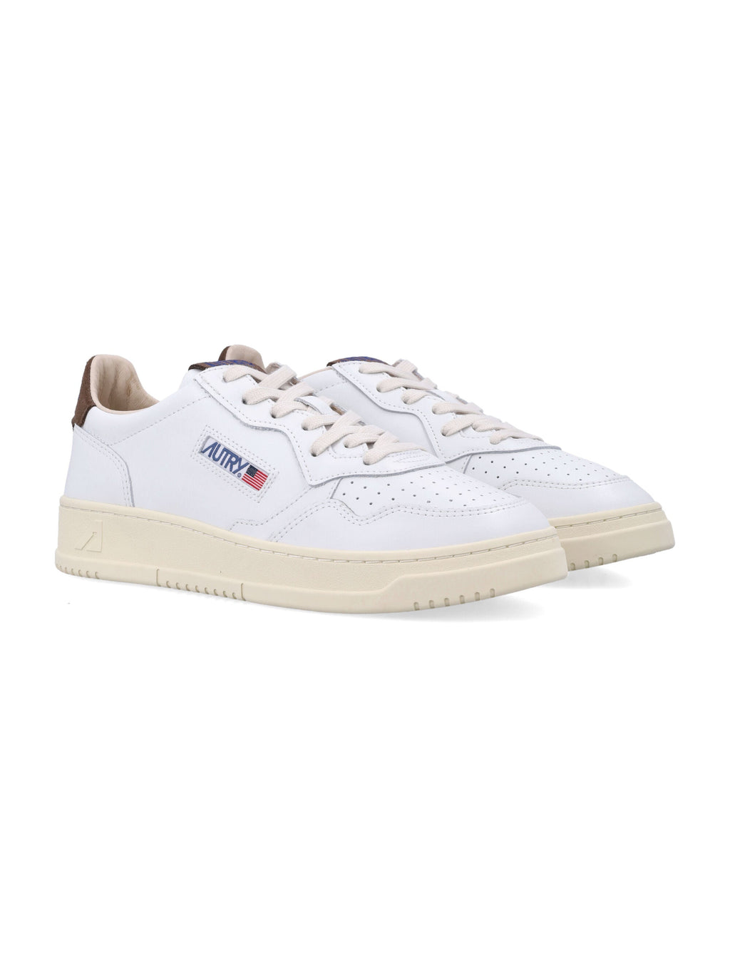 Low-Top Sneakers With Perforated White Leather Upper