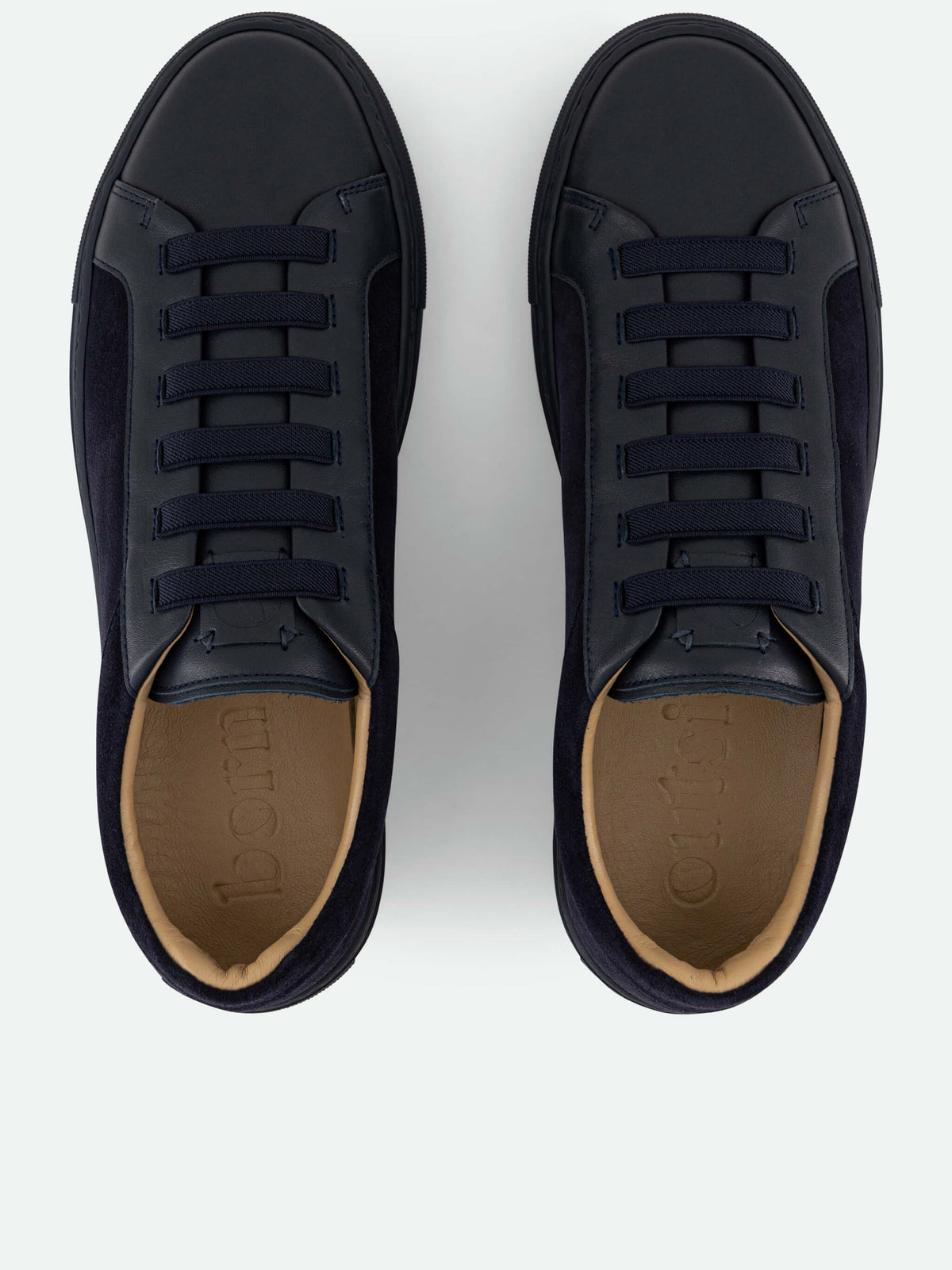 Low-Top Sneakers with Suede Side Panels and Rubber Sole