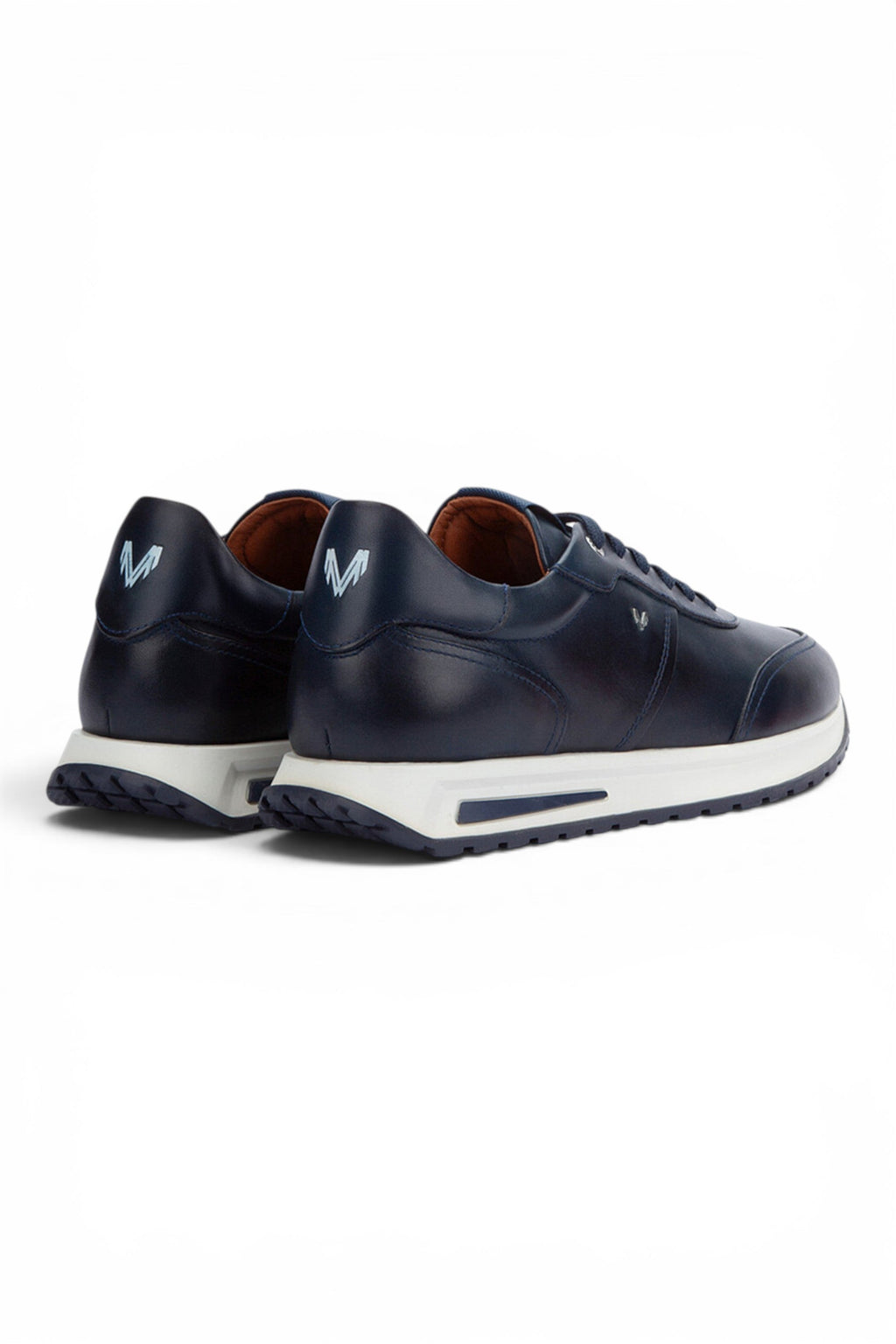 Martinelli Men's Blue Leather Sneakers Trainer Lace-Up Shoes - Hanbury