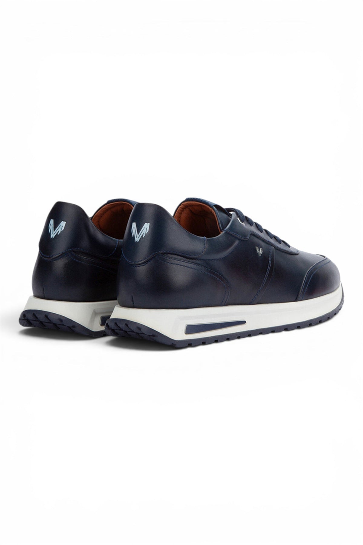 Martinelli Men's Blue Leather Sneakers Trainer Lace-Up Shoes - Hanbury