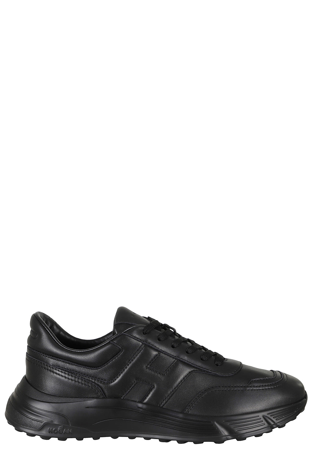 Black Hyperlight Smooth Leather Rubber Sole Leather Sneakers