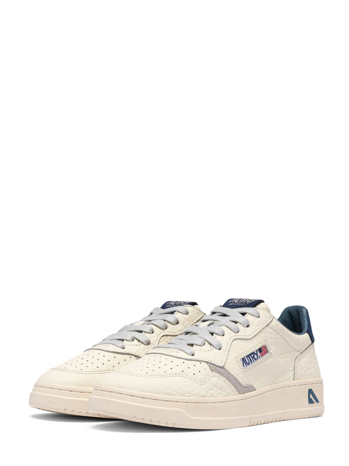 Low-Top Sneakers with Textured Leather and Suede Accents