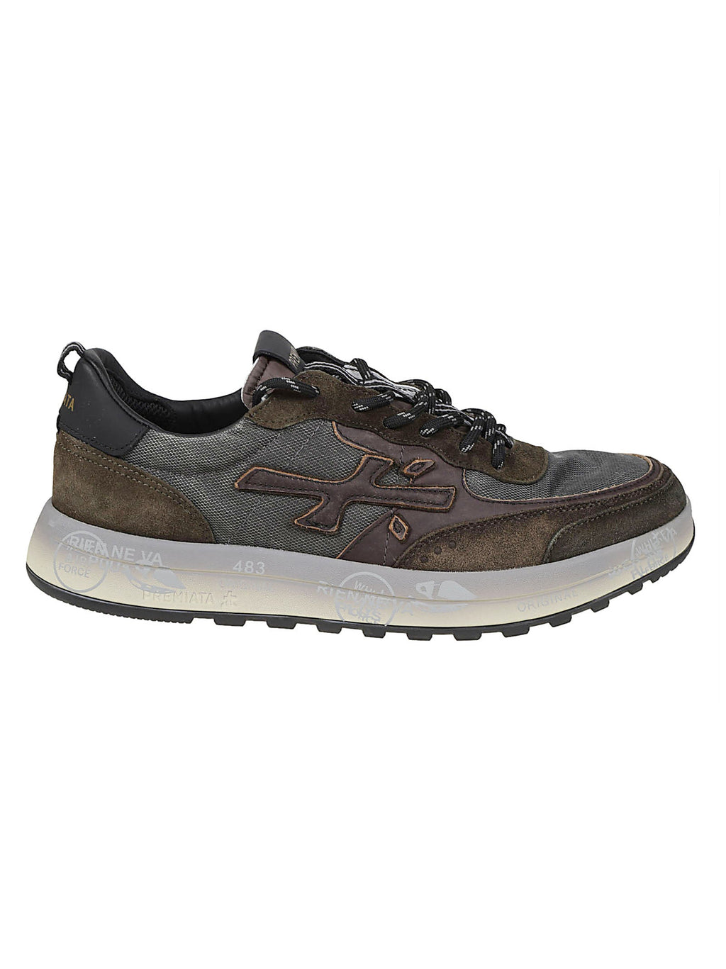 Brown Nous Layered Calfskin Sneakers