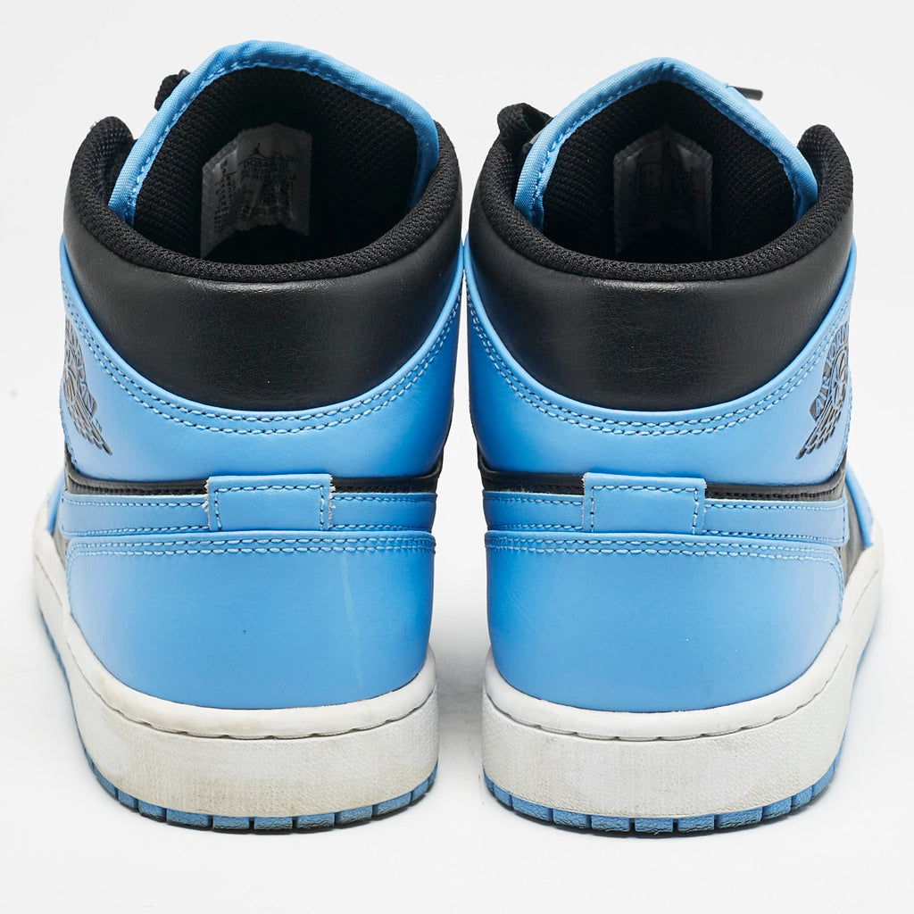 Air Jordans Blue/black Leather Jordan 1 Mid University Blue Black Sneakers