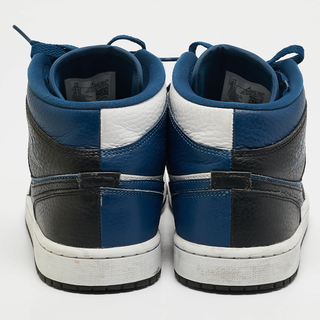 Air Jordans Blue/white Leather Air Jordan 1 Mid Top Sneakers
