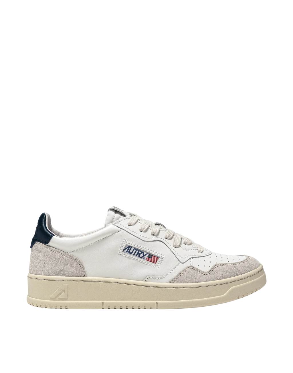Low-Top Sneakers with Micro-Perforated Toe and Leather Accents