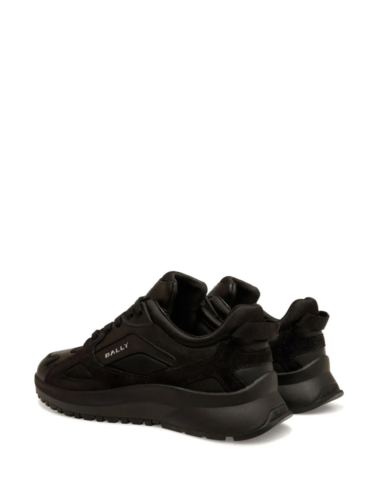 Black Low-Profile Suede Mesh Leather Sneakers