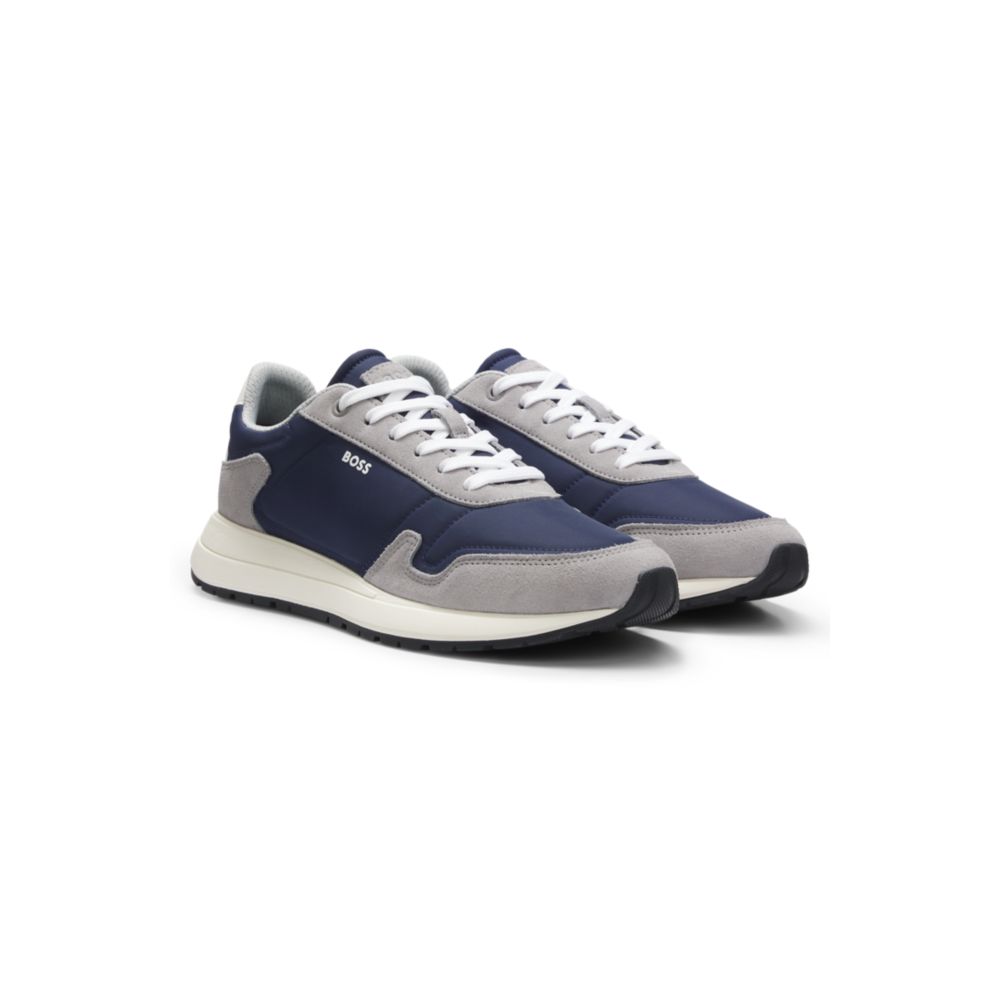 Lace-up sneakers in lightweight fabric with suede trims