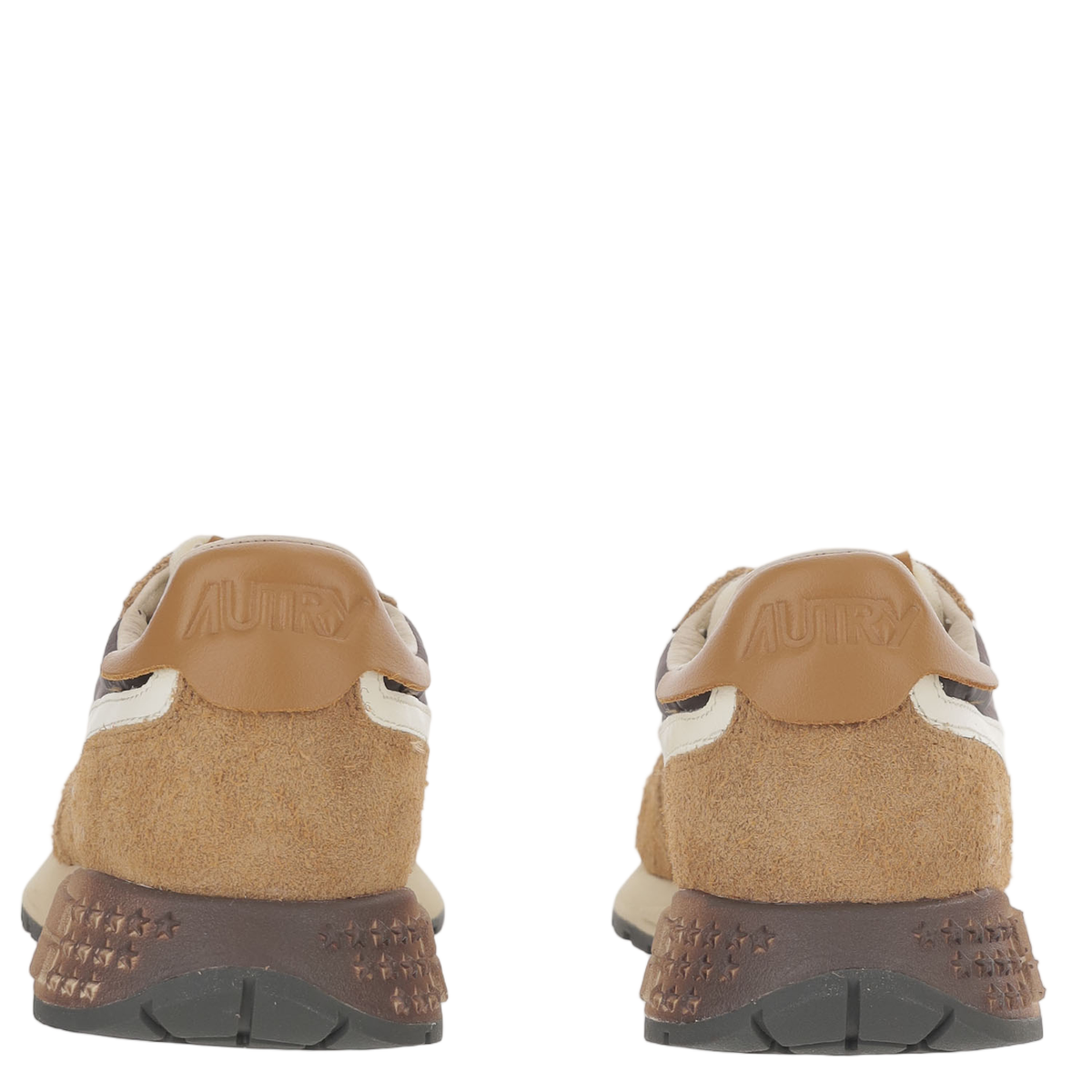 Brown Leather Nylon Running Sneakers