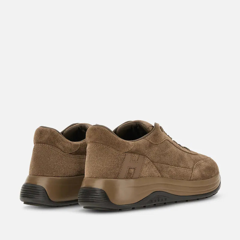 Beige Dark Calfskin Low-Top Sneakers