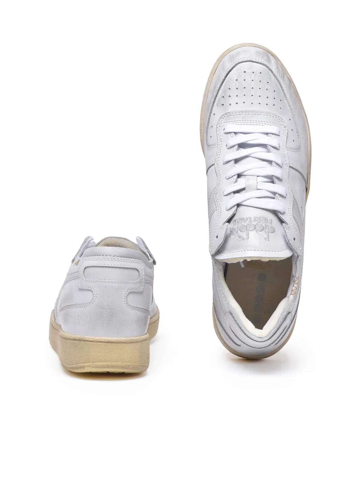 Grey Leather Basket Row Sneakers