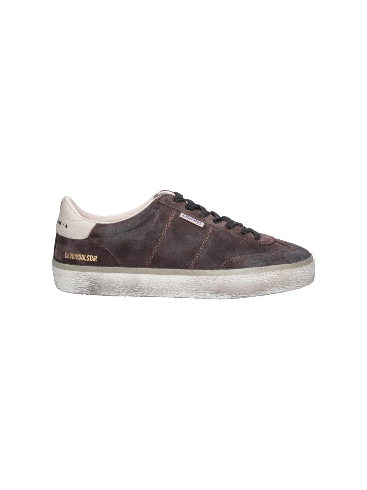 Low-Top Vintage Brown Suede Sneakers with Gold Accents