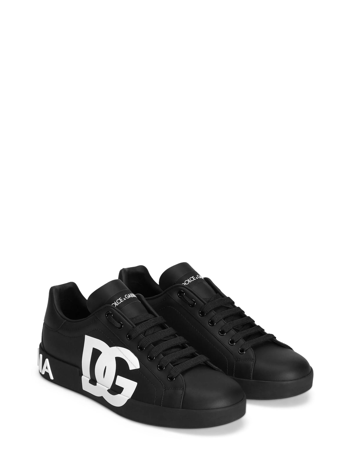 Low-Top Black Leather Sneakers with Bold Lettering