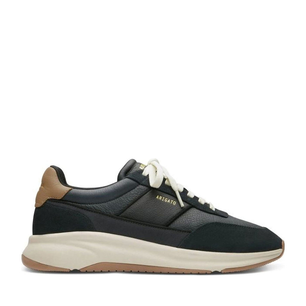 Black Genesis Neo Runner Leather Suede Accents Sneakers
