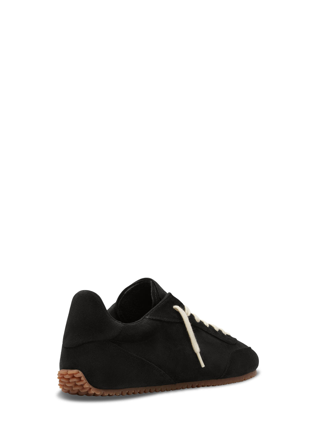 Low-Profile Black Suede Sneakers with Textured Gum Sole
