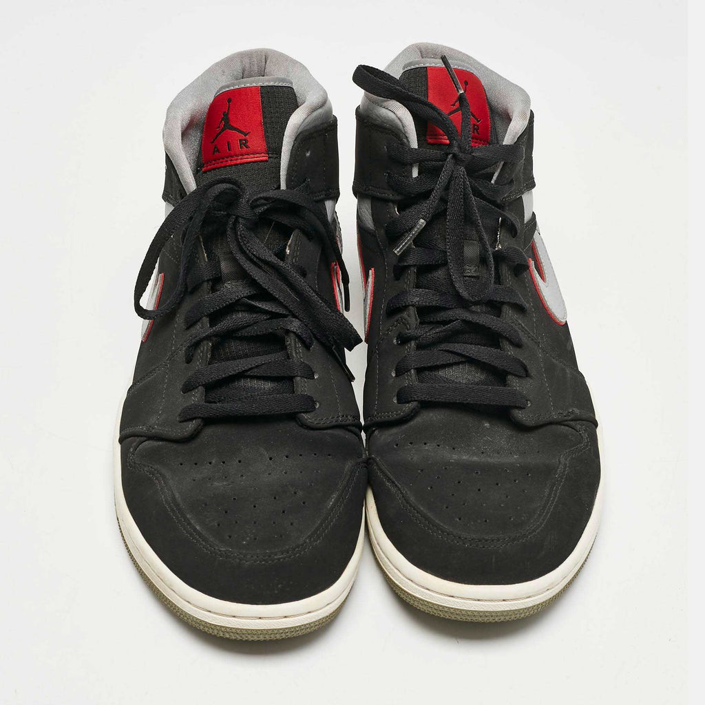 Air Jordans Black/grey Durabuck And Leather Jordan 1 Mid Black Particle Grey Gym Red Sneakers