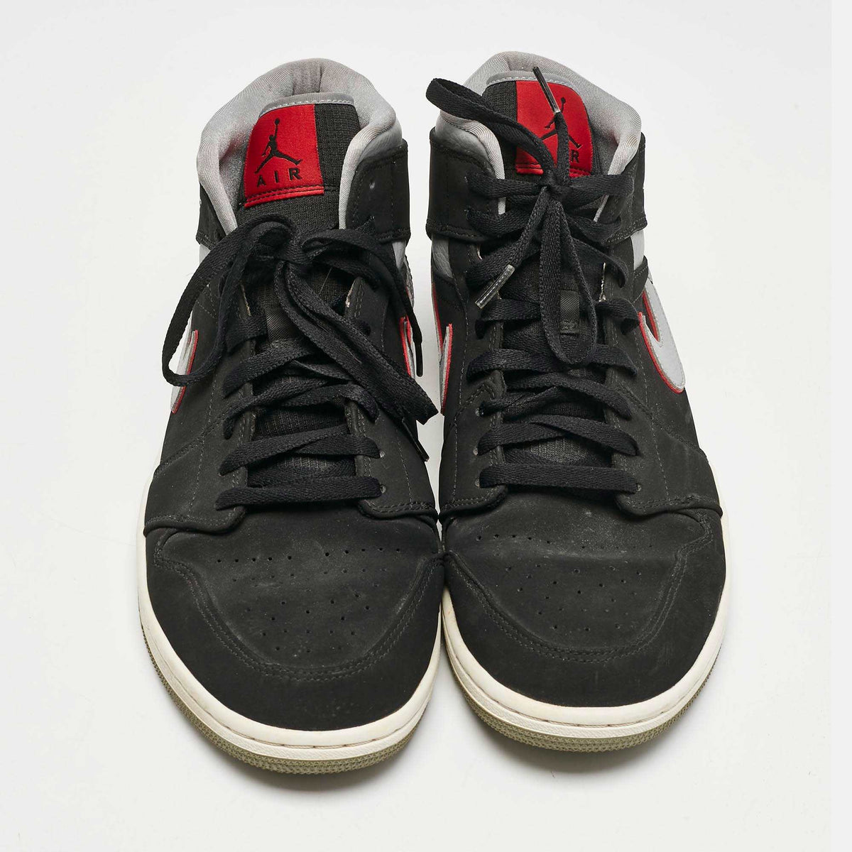 Air Jordans Black/grey Durabuck And Leather Jordan 1 Mid Black Particle Grey Gym Red Sneakers