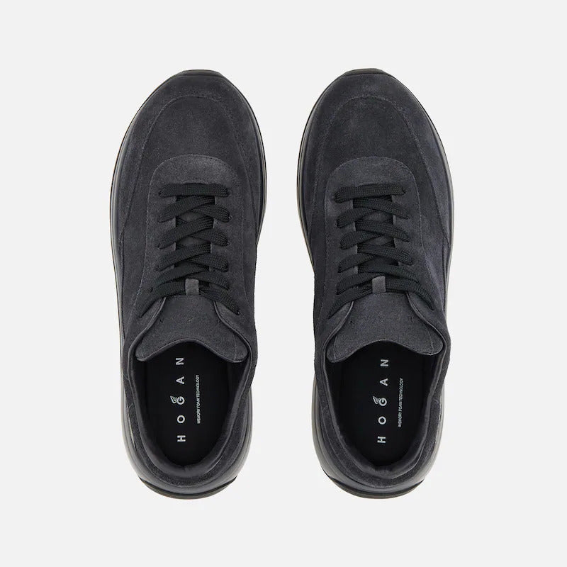 H719 Allacciato H Blue Calfskin Suede Sneakers