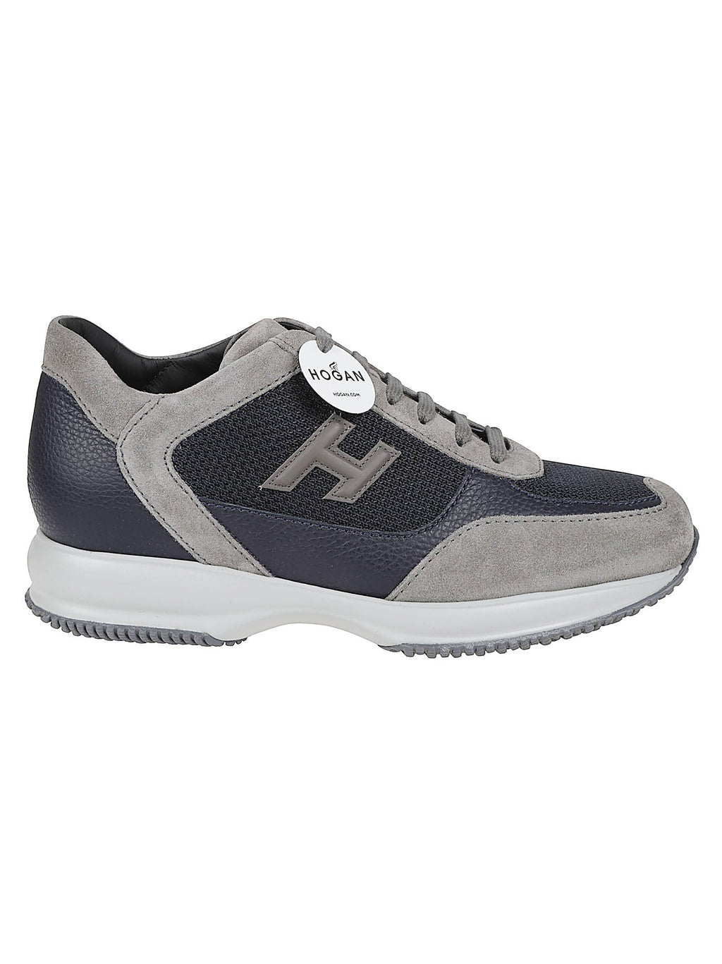Interactive Leather Suede-Trim Sneakers
