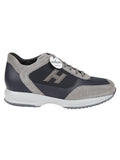 Interactive Leather Suede-Trim Sneakers
