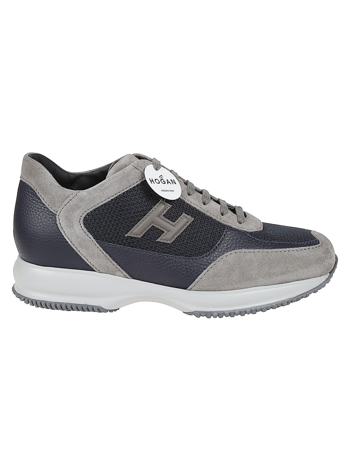 Interactive Leather Suede-Trim Sneakers