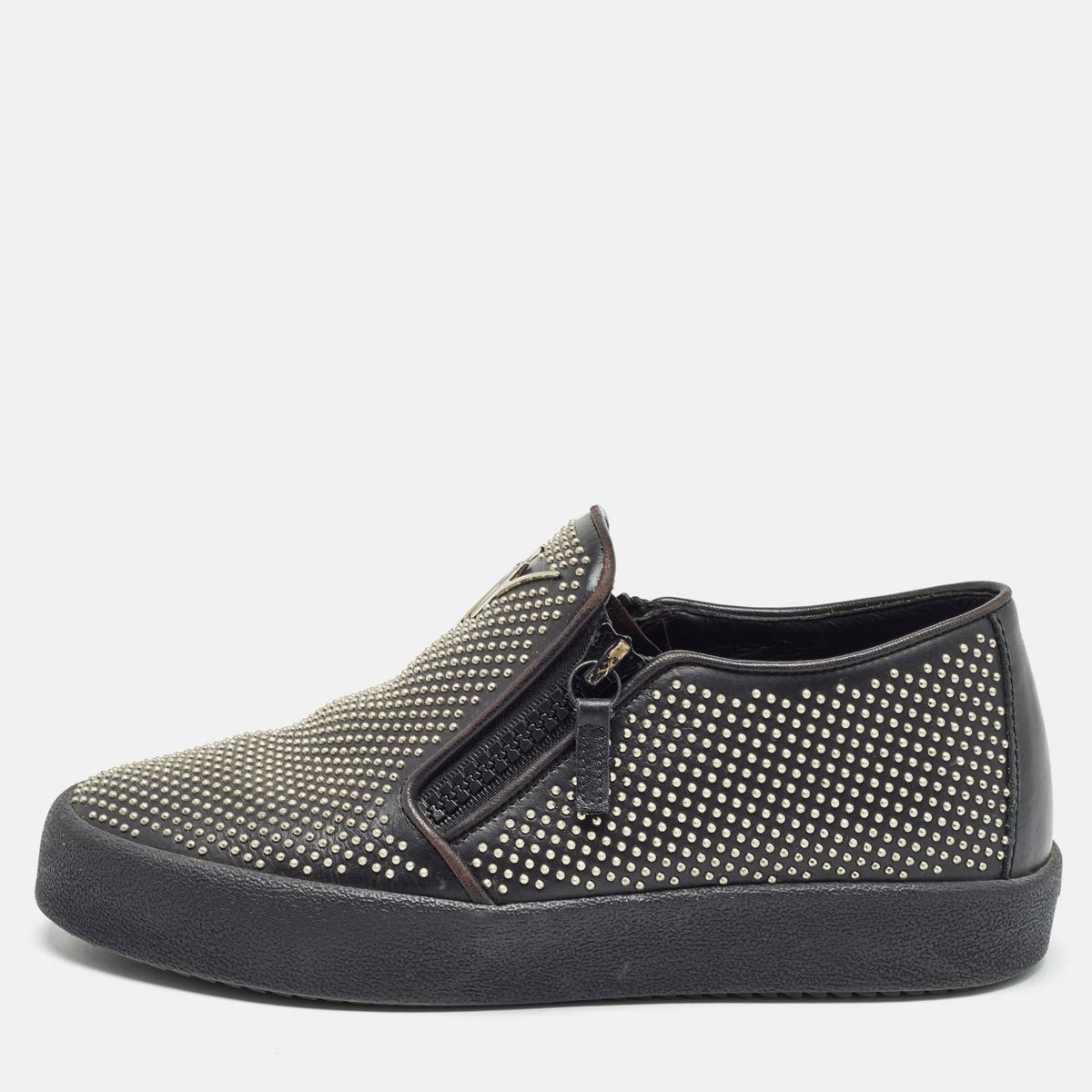 Giuseppe Zanotti Black Studded Leather Eve Slip On Sneakers