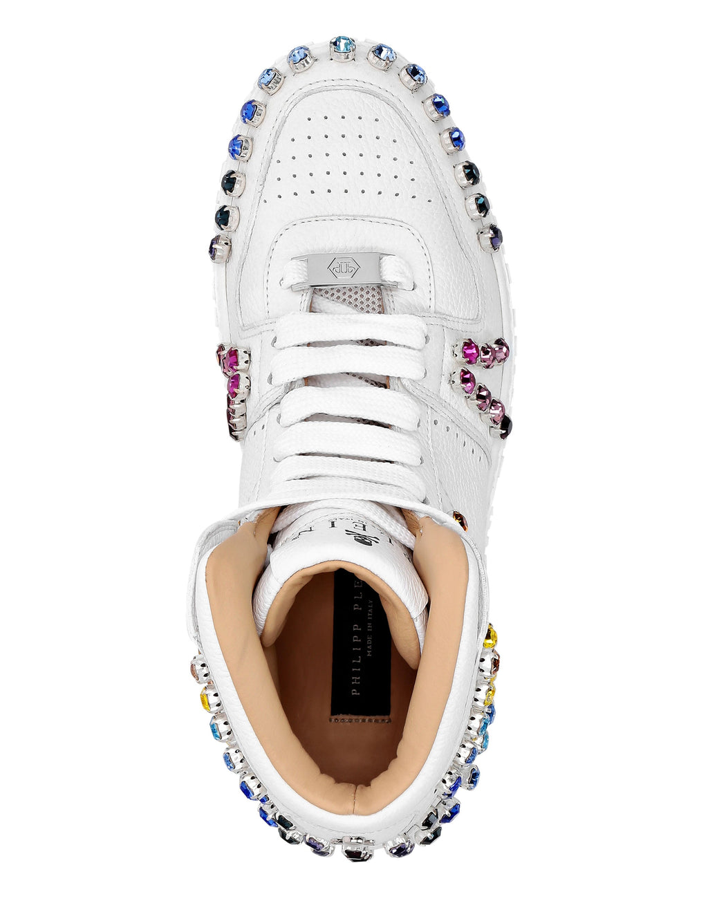 Leather Hi-Top Sneakers Crystal