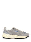 Low-Top Sneakers in Suede and Mesh with Cream Sole