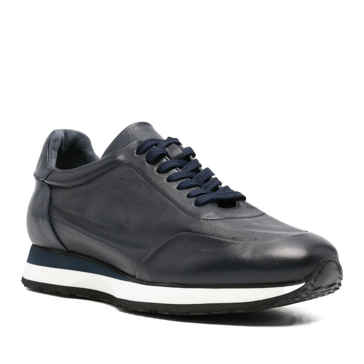 Blue Leather Wedge Sneakers