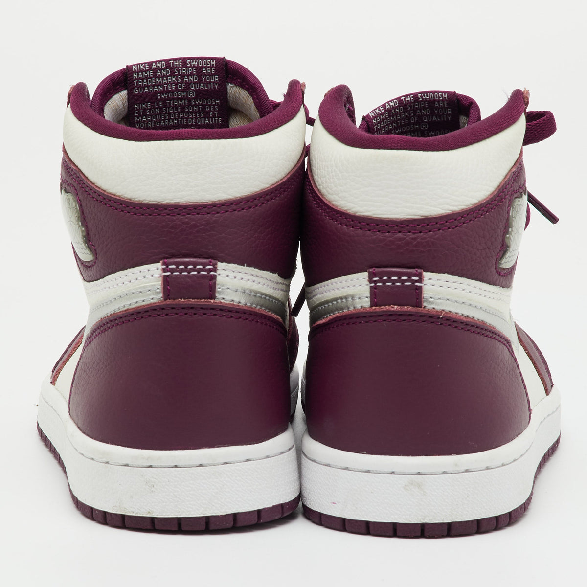 Air Jordans Burgundy/white Leather Jordan 1 Retro High Bordeaux Sneakers