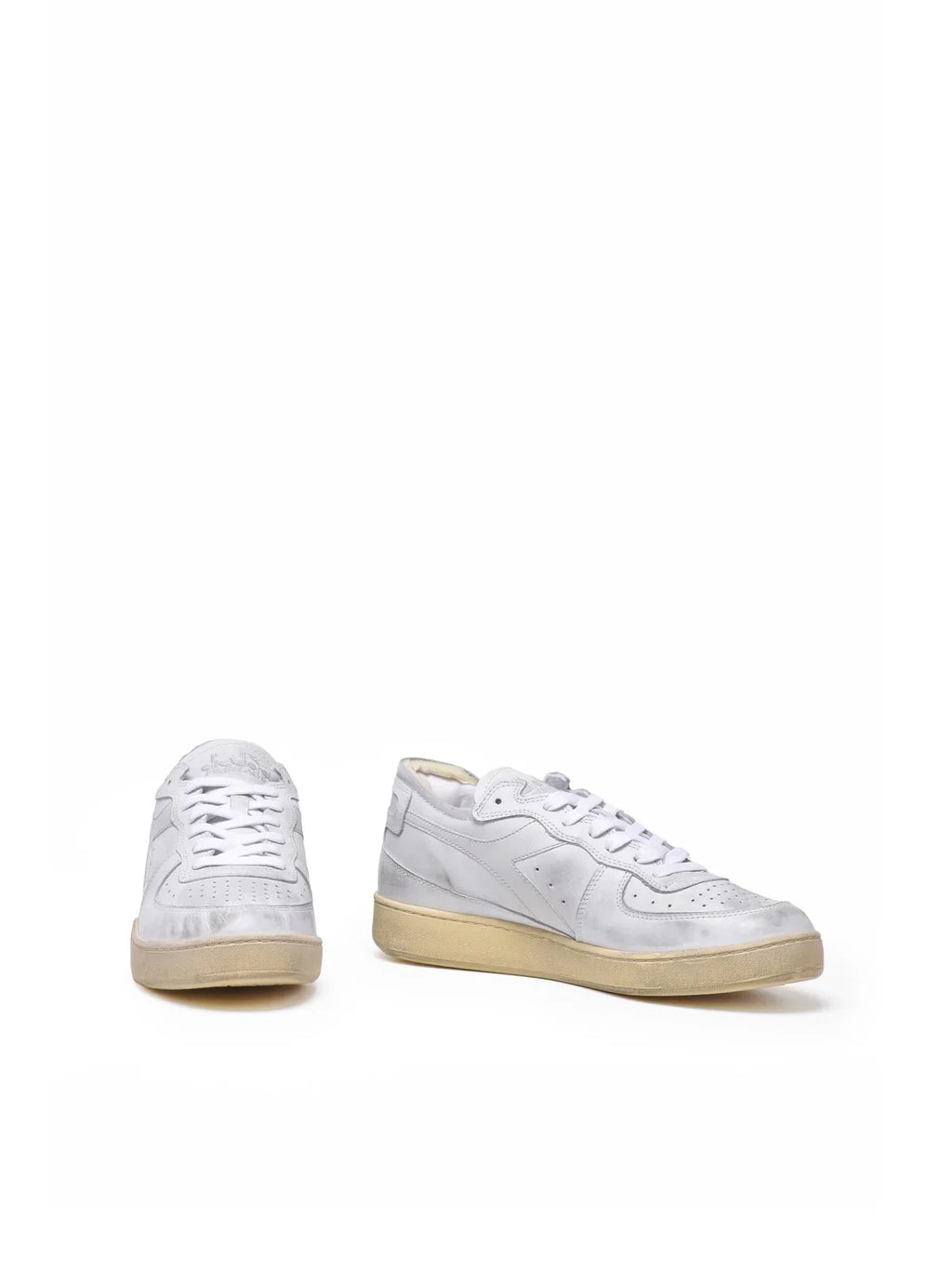Grey Leather Basket Row Sneakers