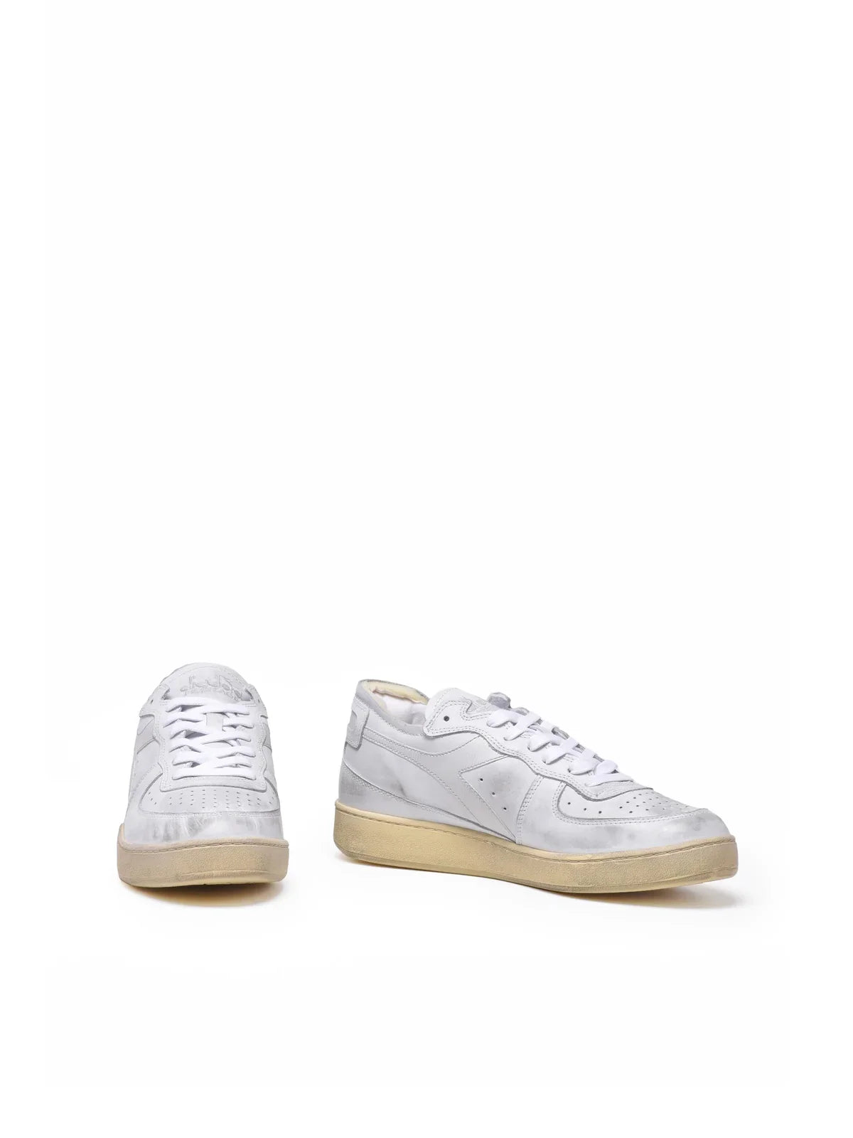 Grey Leather Basket Row Sneakers