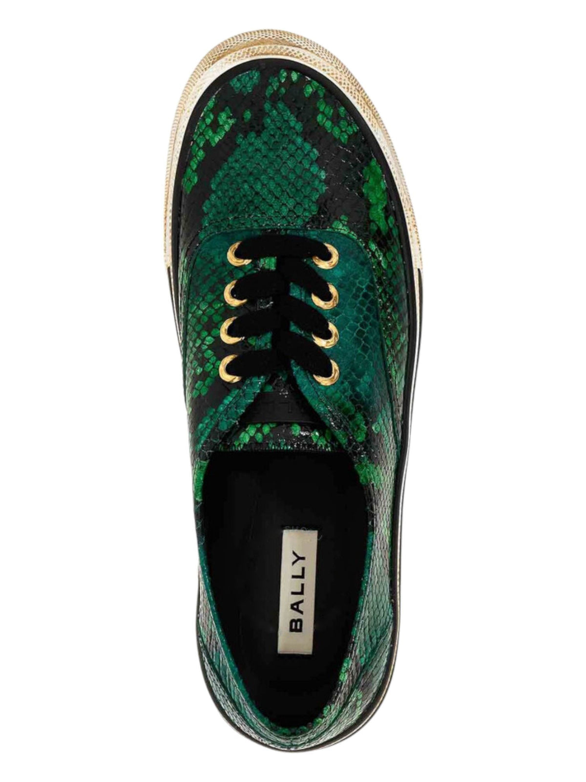 Bally Lyder 6304000 Men's Multideepemerald Snakeskin-Effect Leather Sneakers