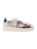 Brown and White Cowhide Pattern Low-Top Sneakers