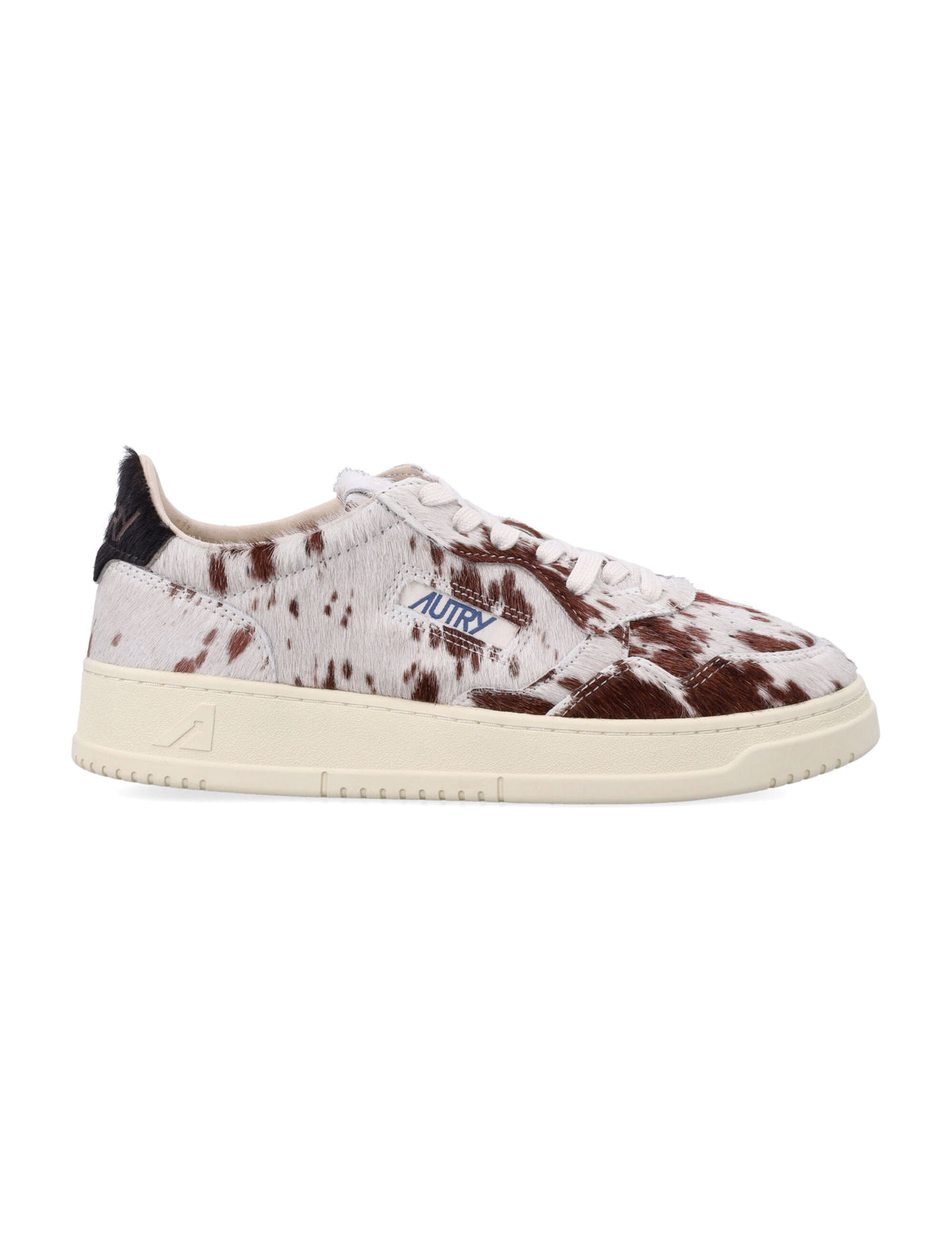 Brown and White Cowhide Pattern Low-Top Sneakers