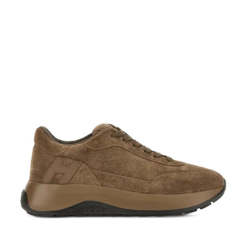 Beige Dark Calfskin Low-Top Sneakers