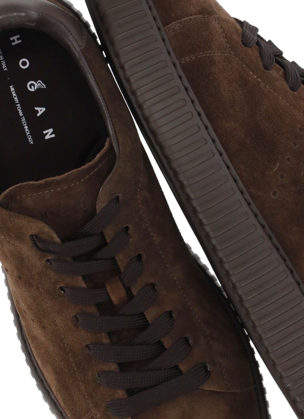 Brown Smooth Leather Accents Suede Sneakers