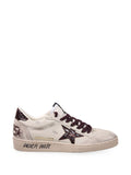 Distressed Off-White Glossy Star Low-Top Sneakers