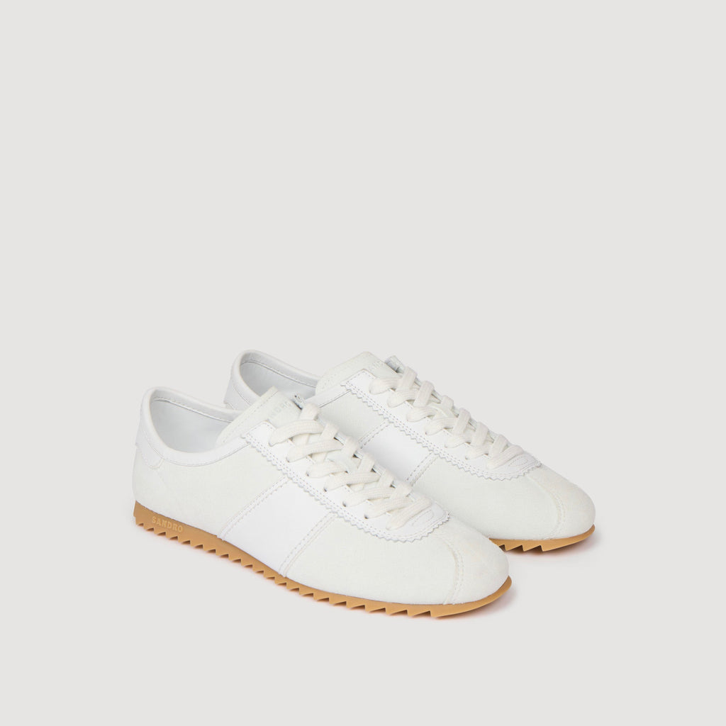 Leather and suede low-top sneakers