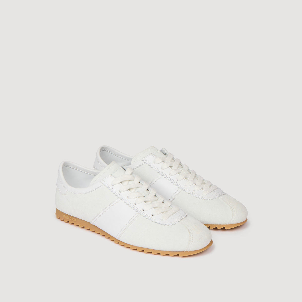 Leather and suede low-top sneakers