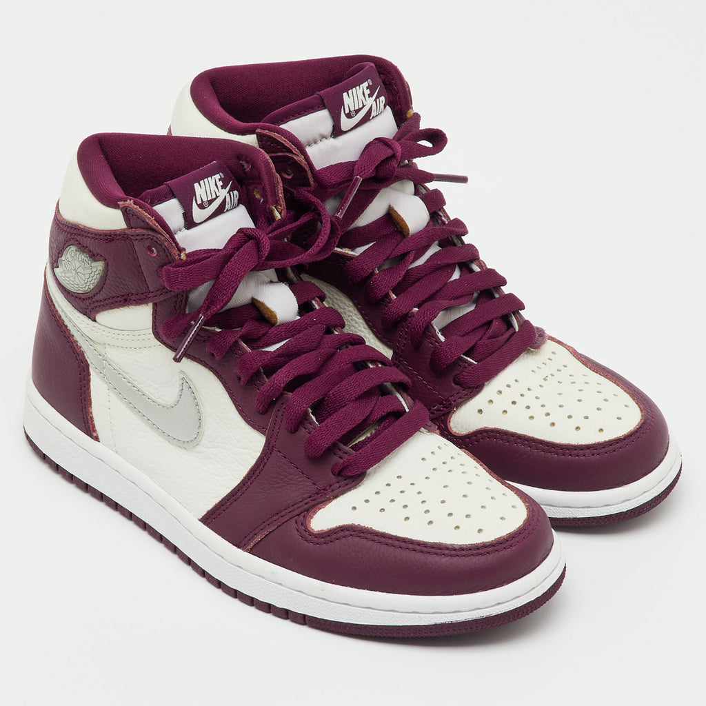 Air Jordans Burgundy/white Leather Jordan 1 Retro High Bordeaux Sneakers