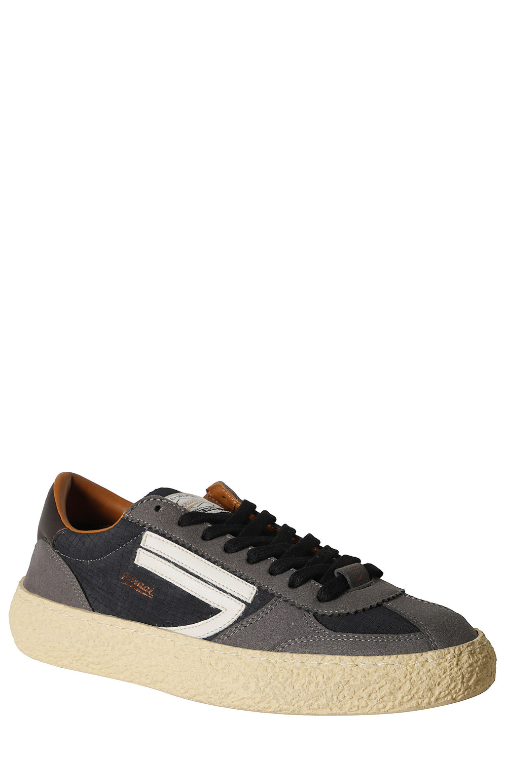 Gray 1.01 Vintage Logo Details Suede Rubber Sneakers