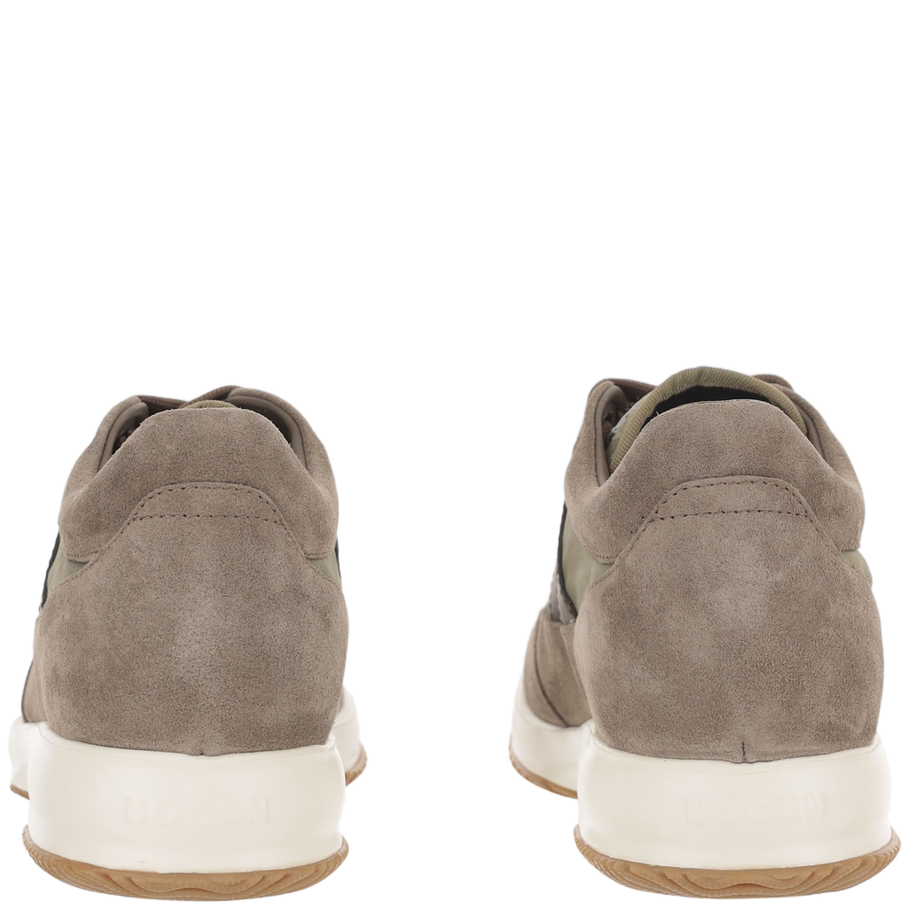Beige Green Interactive Suede Nylon Sneakers