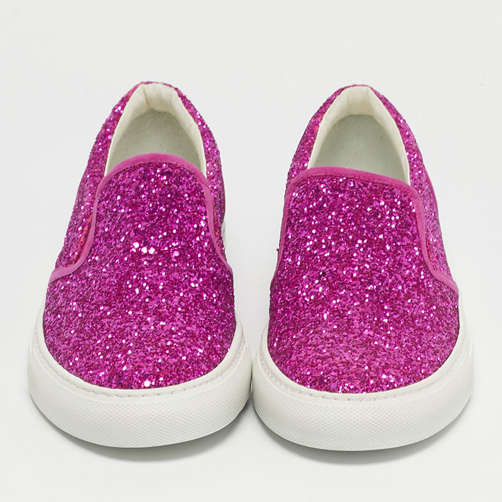 Dsquared2 Pink Glitter Crystal Embellished Slip On Sneakers
