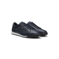 Grained leather sneakers with fishbone-patterned sole