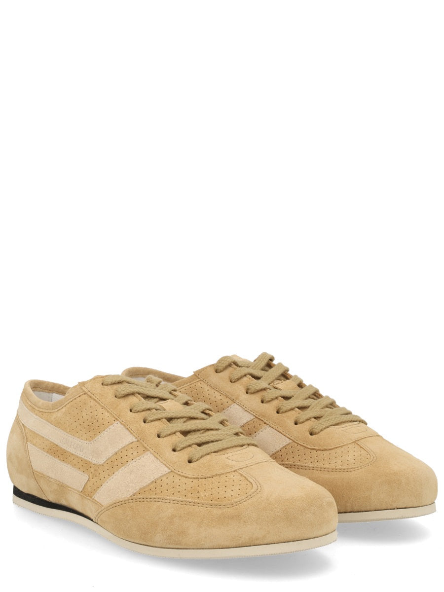 Brook Calf Leather Cotton Panel Sneakers